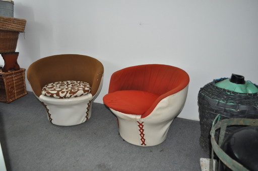 Set Vintage Wannenstühle, 1970er Jahre