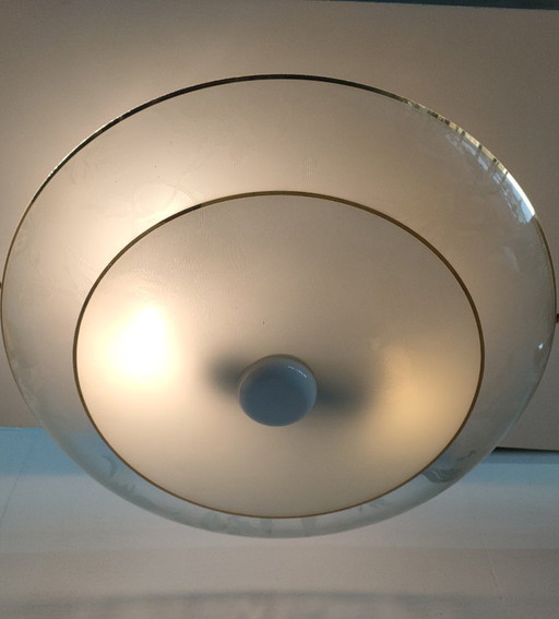 Large vintage 1960s/70s glass ceiling light.