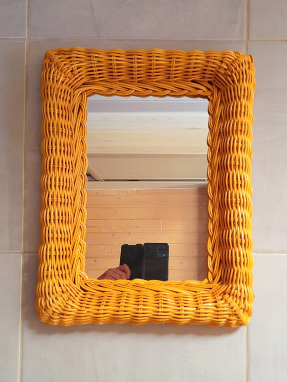 Image 1 of Rectangular wicker mirror 1960