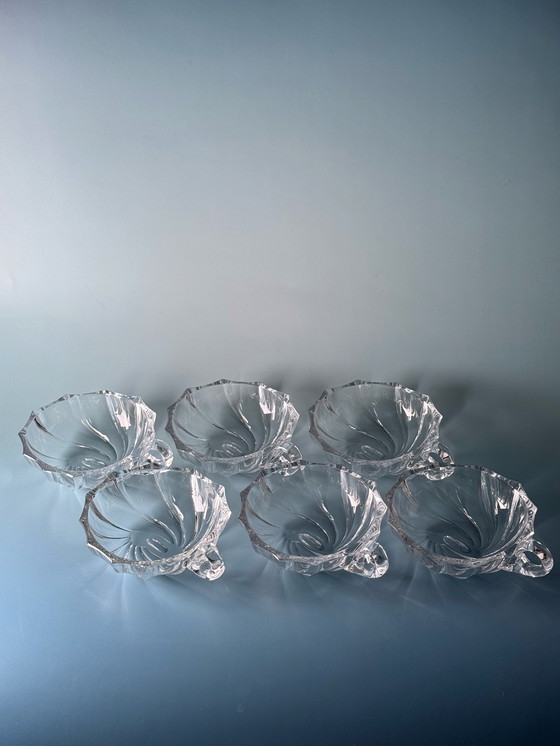 Image 1 of Val Saint Lambert - 6 Coupes à dessert en cristal (Coquilles) - Collection Royale