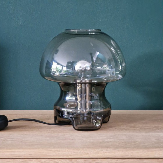 Image 1 of Lampe de table vintage Süssmuth Leuchten, verre fumé, lampe champignon, style futuriste