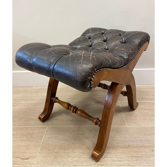 Image 1 of Vintage brown leather footrest, 1970