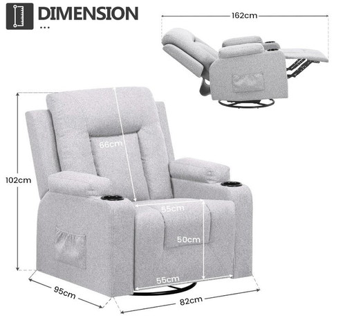 Sillón Relax de Lujo con Respaldo Ajustable Gris ¡Nuevo!
