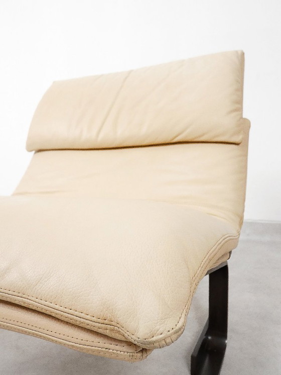 Image 1 of  Saporiti Onda Stuhl – cremefarbenes Leder 