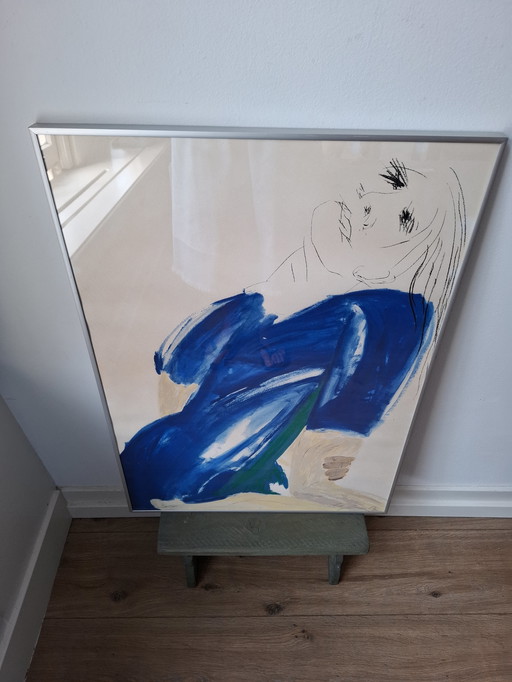 Jaqueline de Jong, 'Lady in blue' original lithograph first print!