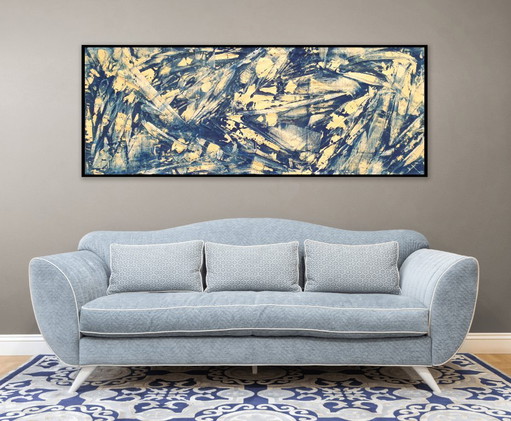 Jürgen Angeler - Blue Golden Squares – schilderijen tekeningen, Canvas