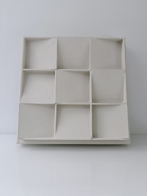Handgemachtes Abstraktes Wandrelief – ZERO Stil – Gebrochenes Weiß – schilderijen tekeningen, Wood, Canvas (photo 2 of 15)