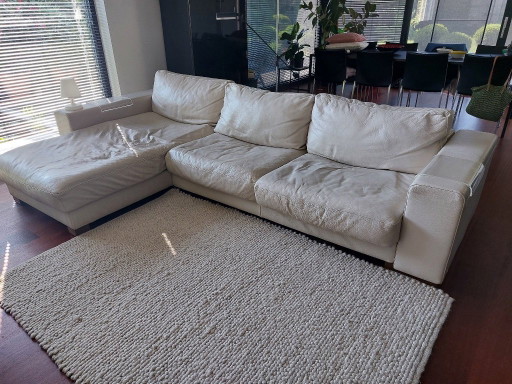     Natuzzi hoekzetel in wit echt leder – design & topkwaliteit 
