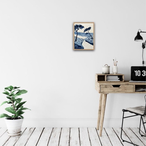 Image 1 of Encre sur papier bambou 40x30cm. Encadrée. 