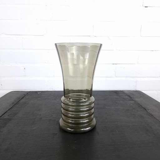 Vaso Art Déco vintage in vetro fumé anni '30