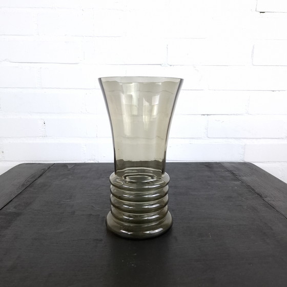 Image 1 of Vaso Art Déco vintage in vetro fumé anni '30