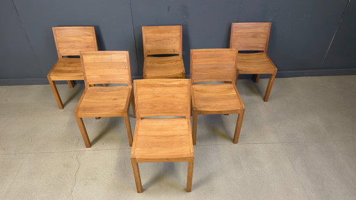 Vintage teakhouten eetkamerstoelen, set van 6 - jaren 80