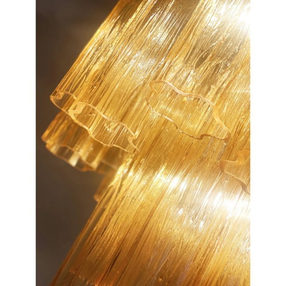 Image 1 of Lustre contemporain en verre de Murano et verre ambré Tronchi