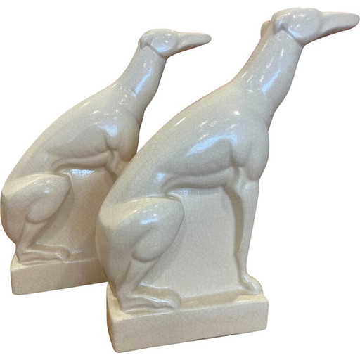 Pair of vintage greyhounds by Charles Lemanceau