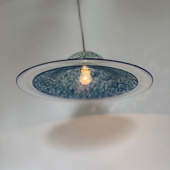 Image 1 of Lampada a sospensione in vetro di Murano blu Neverrino di Gae Aulenti per Vistosi Italia, anni '70