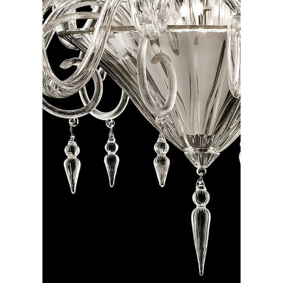 Image 1 of Refined Imperial “Rigadin” Chandelier in Transparent & Gold Murano Glass