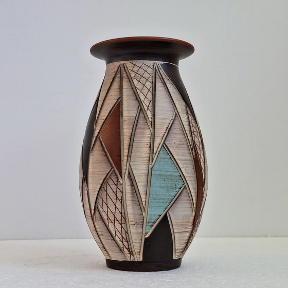 Image 1 of Vaas Sgrafitto sawa van Ritz keramiek jaren'60