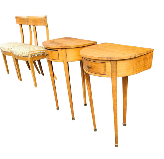 Sedie Biedermeier in Legno di Ciliegio Abbinate, Set Tavolino, Consolle a Treppiede – Set da pranzo (photo 23 of 24)