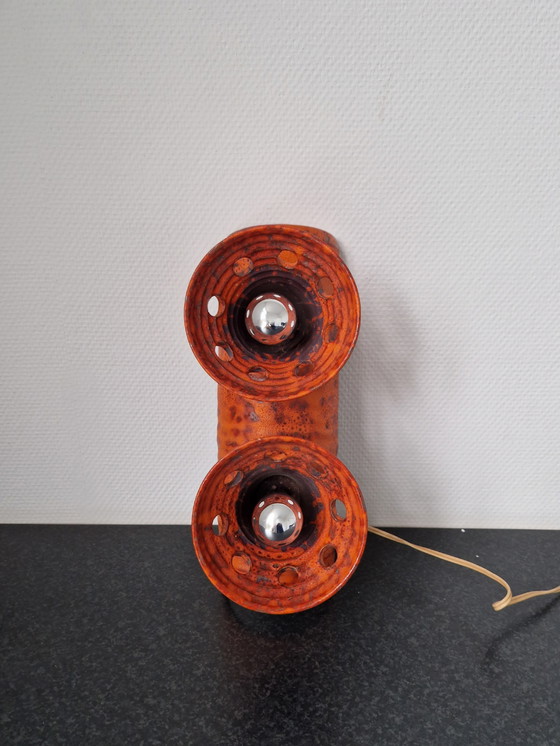Image 1 of Vintage Ceramic Wall Lamp Brutalist Fatlava Spaceage