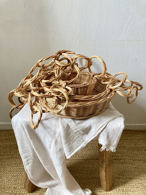 Large Wicker Hanging Basket with Three Tiers, Twisted Ring Chain, Decorative Objects, Beige (photo 15 of 18)