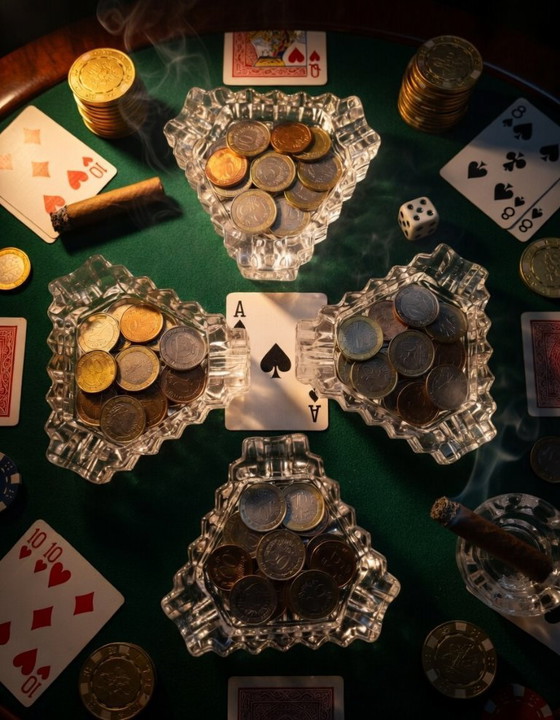 Image 1 of Portacenere vintage in cristallo con quattro posacenere – Design di metà secolo