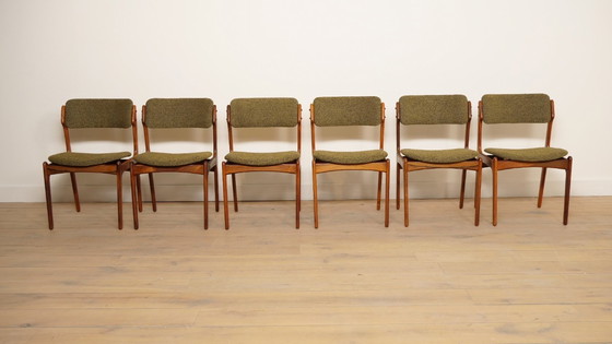 Image 1 of 6 x eetkamerstoelen | Erik Buch | Model 49 | Teak | Opnieuw gestoffeerd