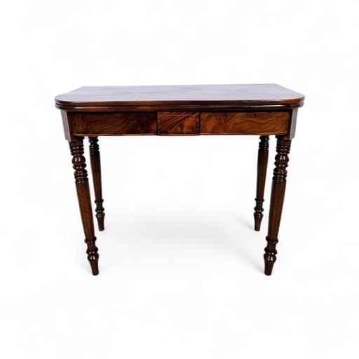Antieke Kaarttafel in Mahonie, 19e eeuw