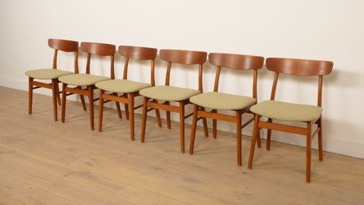 6 x Dining Chair | Farstrup | Model 210 | Newly upholstered | Green