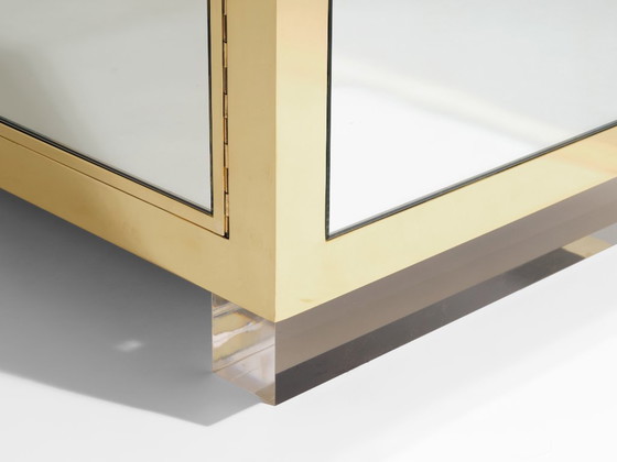 Image 1 of Michel Pigneres brass mirrored lucite feet sideboard 1970s