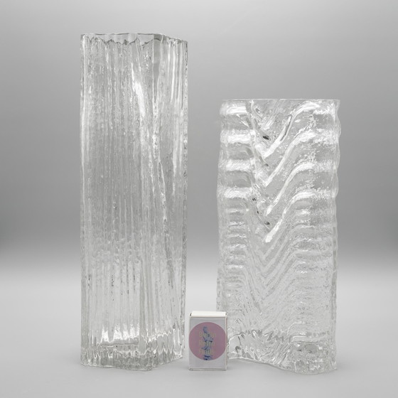 Image 1 of Curated Brutalism: A Rare Duo of Martin Freyer’s 'Glasstruktur' Vases for Rosenthal Studio Line, 1970s