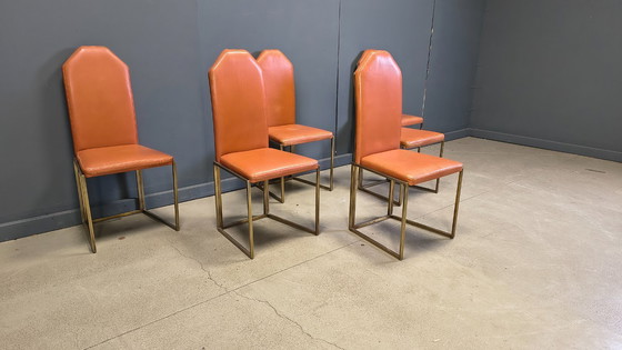 Image 1 of Vintage brass dining chairs by Belgo chrom, 1970s 