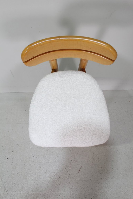 Image 1 of 4x vintage eetkamerstoelen - teddy en hout, jaren '70