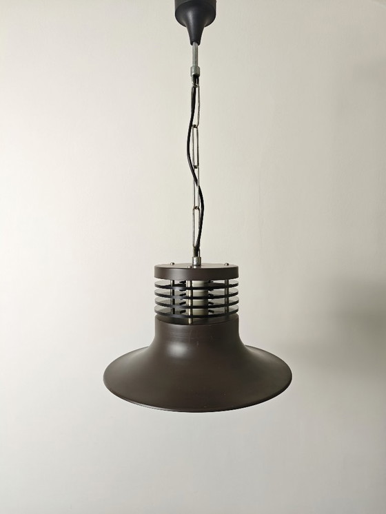 Image 1 of Vintage Industrial Pendant Light / Mid Century Modern Hanging Lamp / Scandinavian style / Metal Bell Shade / Retro Factory Ceili