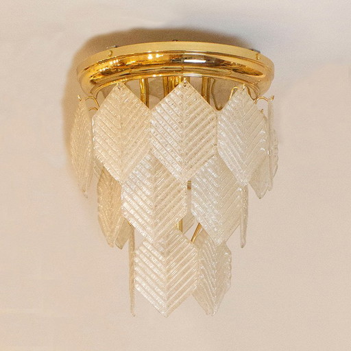 Murano Glass Chandelier with Hexagonal Leafs, Italy, 1960s