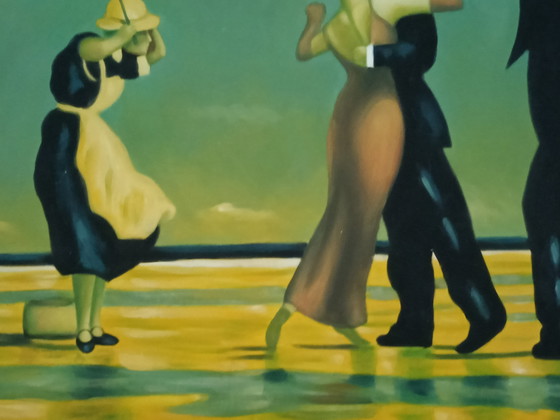 Image 1 of Stylish figurative painting – “Dance in the Wind” – inspired by Jack Vettriano
