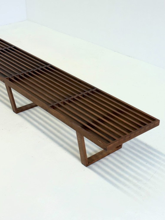 Image 1 of Vintage George Nelson long Platform lattenbank van teak hout