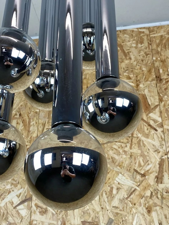 Image 1 of Lampada a cascata anni '60-'70 di Motoko Ishii per Staff Cromata a 6 fiamme