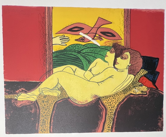 Image 1 of Signed; Guillaume Corneille Lithographie Reflet Dans Un. Miroir E/A 1980