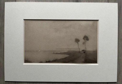 Jan Mankes 1889-1920 / Paisaje acuático en heliograbado original 1922