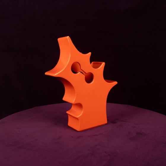 Abstract Oranje Keramische Sculpturale Vaas, Postmodern Space Age, Italië, 1980 – Vazen, Ceramic (photo 15 of 19)