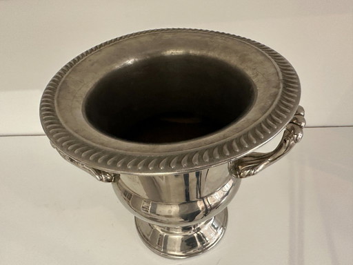 Champagnerkühler aus versilbertem Metall - Klassischer Stil mit geschnitzten Henkeln