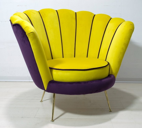 Image 1 of Sillón de terciopelo italiano moderno de mediados de siglo Radice & Minotti, años 50