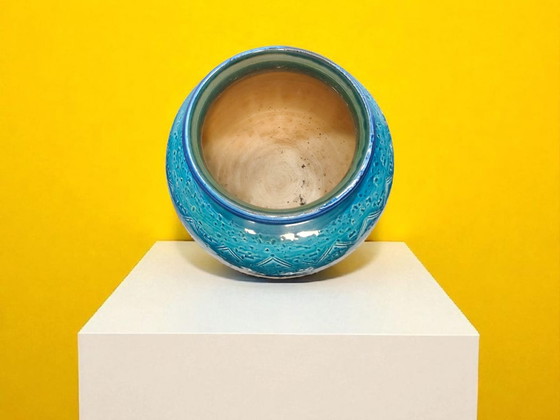Image 1 of Bitossi Rimini Blu Vase 1960er | Aldo Londi Italienisches Mid-Century Keramikdesign