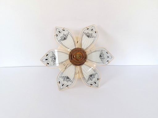 Plafonnier vintage, lampe affleurante en verre, lampe applique en verre, applique murale années 1980