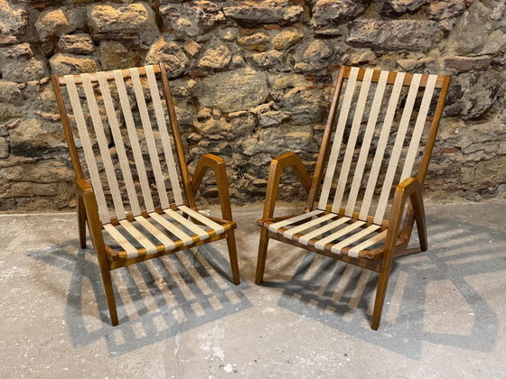 Image 1 of Coppia di Poltrone di Jan Vaněk, anni '40, Completamente Restaurate, Cecoslovacchia