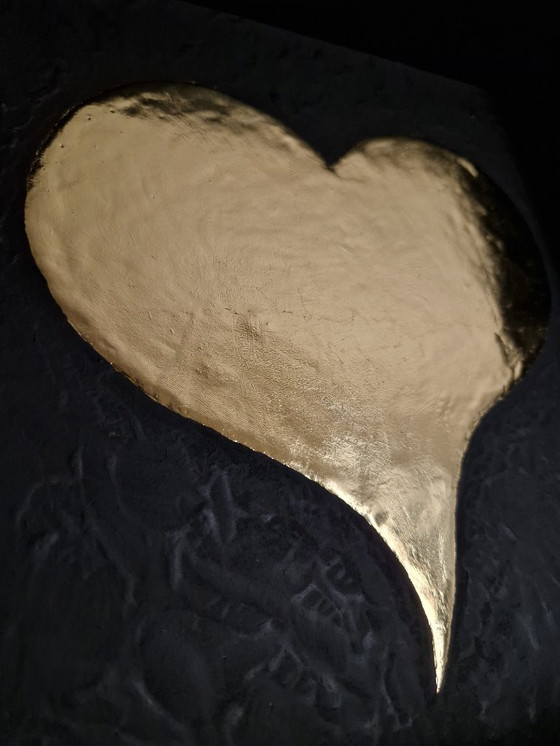 Image 1 of Cuore d'oro, opera d'arte placcata in oro 23kt con cornice, edizione limitata