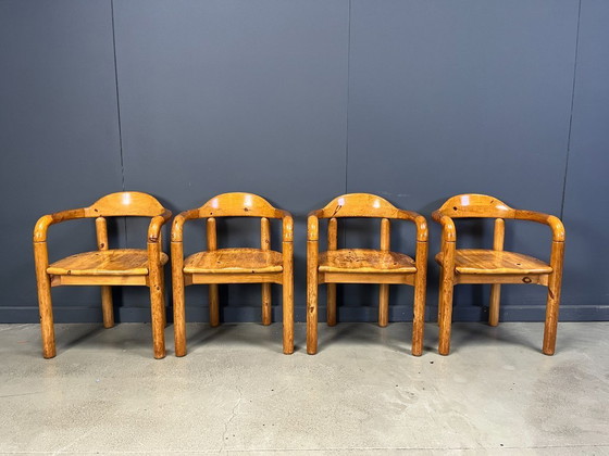 Image 1 of CJ Rosengaarden grenenhouten eethoek - set van 5 - jaren 70