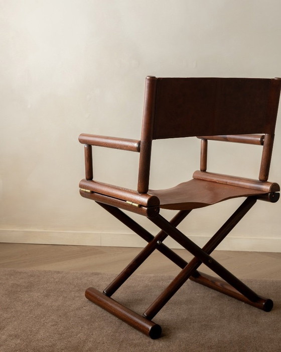 Italian Modern Director’s Chair in Wood & Leather, 1980s, Side chairs, Brown (photo 5 of 17)