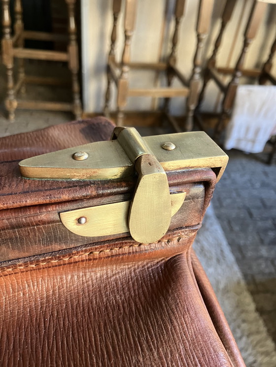 Image 1 of Unique Antique English Gladstone Bag ca. 1920