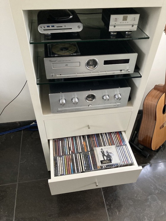 Image 1 of Custom-made audio cabinet, spray-painted MDF